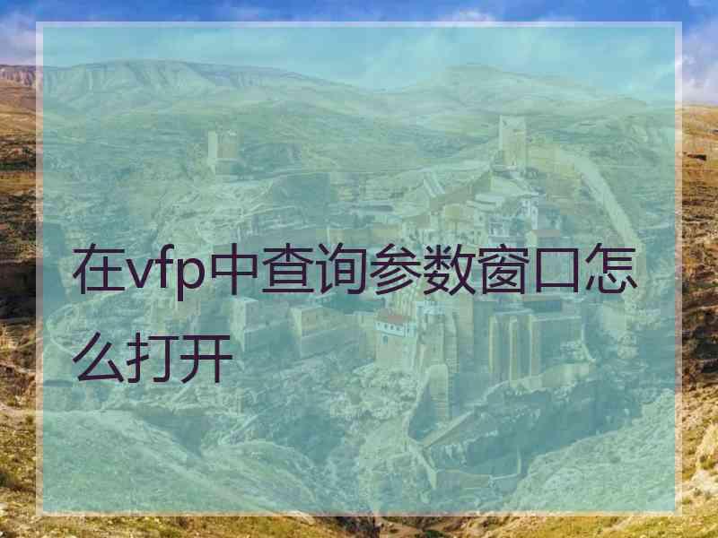 在vfp中查询参数窗口怎么打开