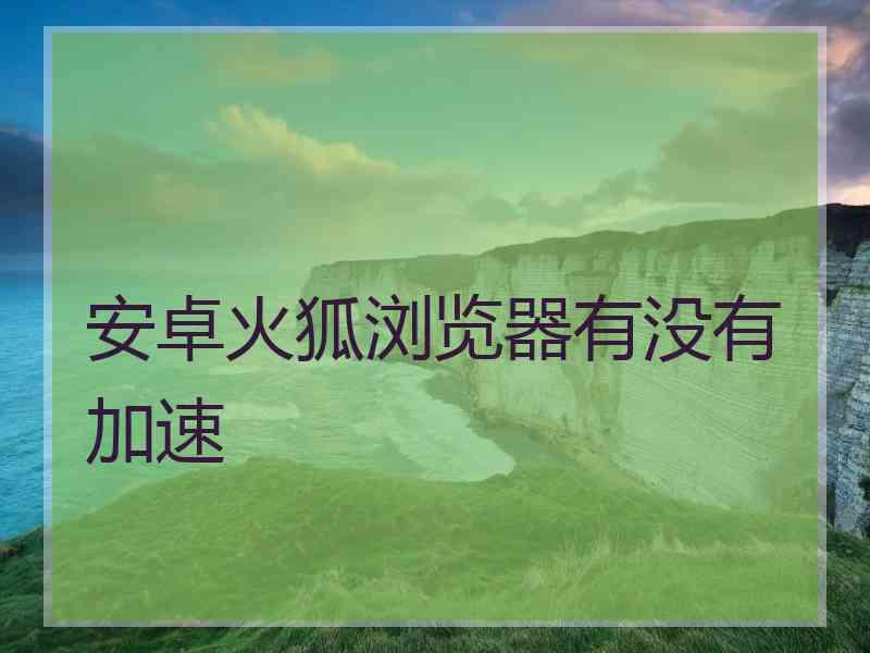安卓火狐浏览器有没有加速