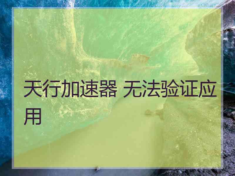 天行加速器 无法验证应用