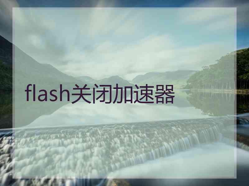 flash关闭加速器