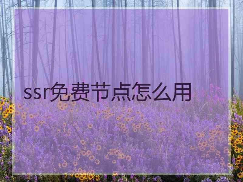 ssr免费节点怎么用