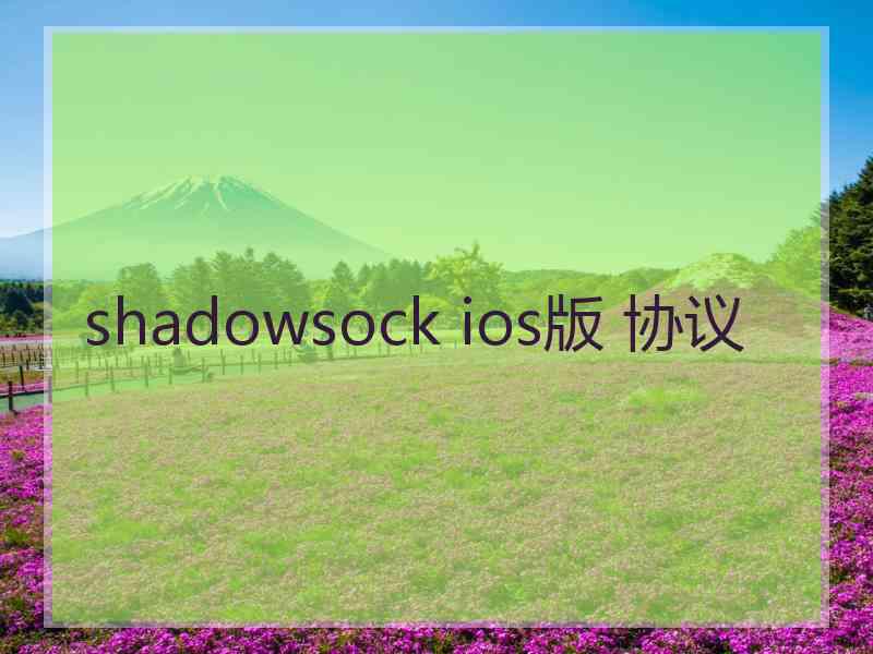 shadowsock ios版 协议
