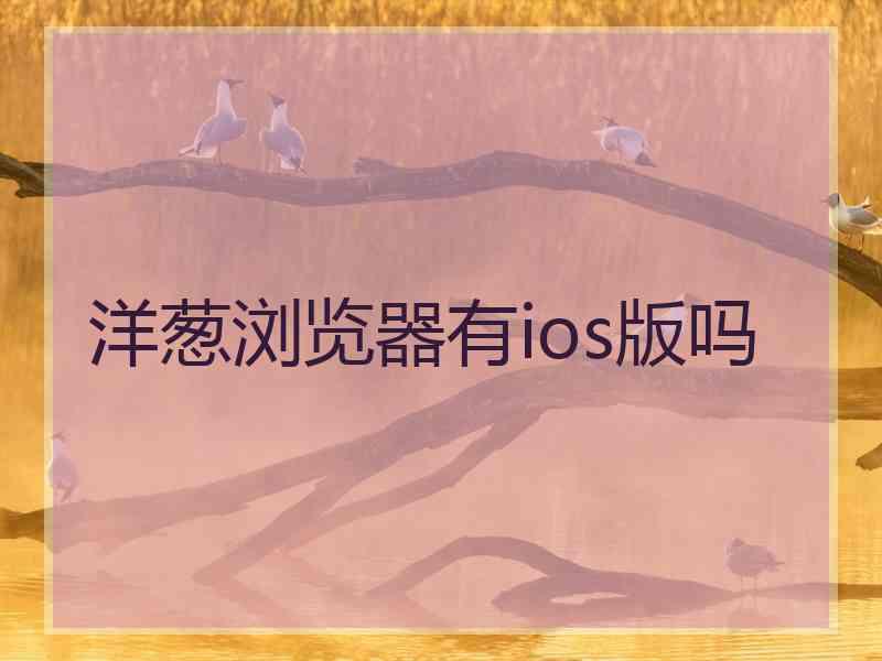 洋葱浏览器有ios版吗