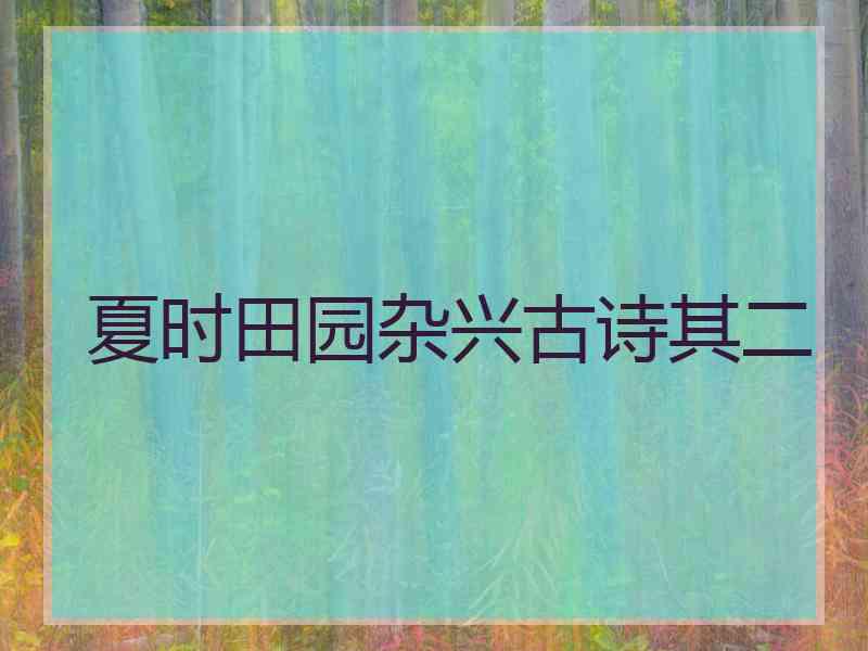 夏时田园杂兴古诗其二