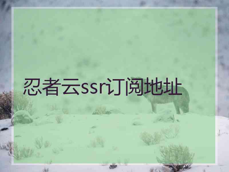 忍者云ssr订阅地址