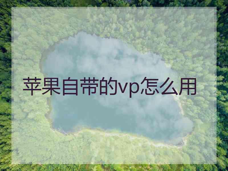 苹果自带的vp怎么用